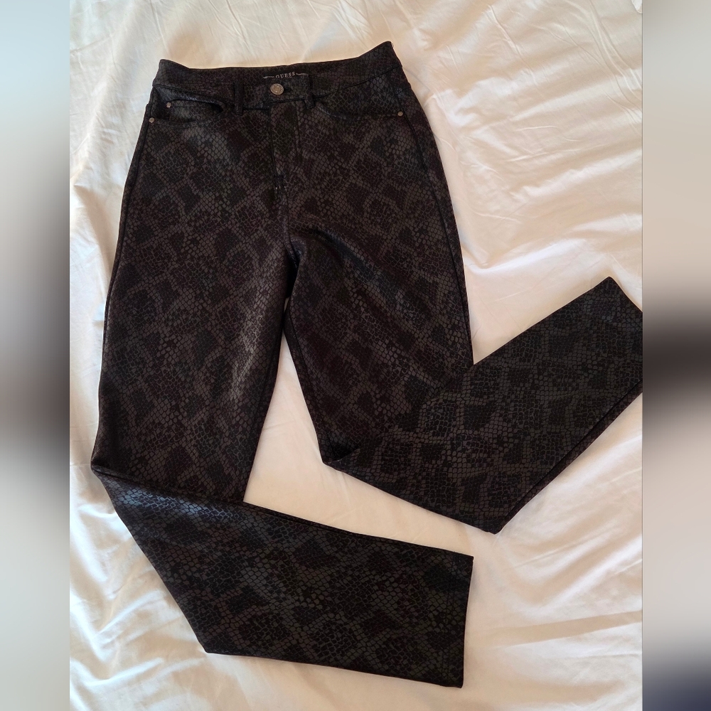 Guess Black Snake Print Skinny Pants